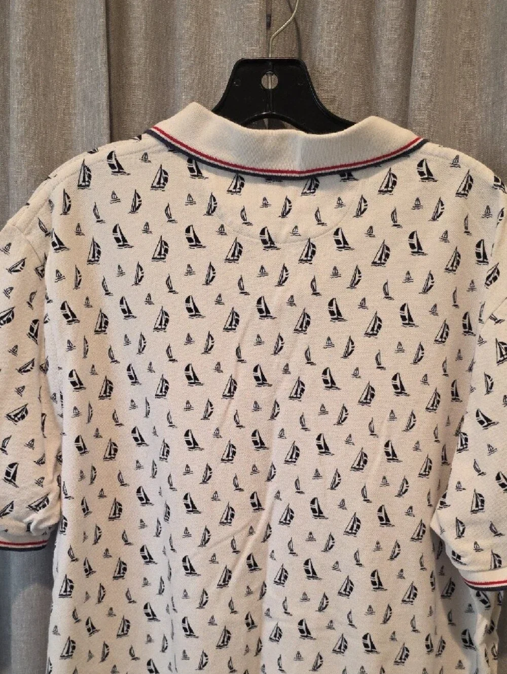 Polo by Ralph Lauren Classic Fit White Polo Shirt Navy Sailboat Print Red Logo